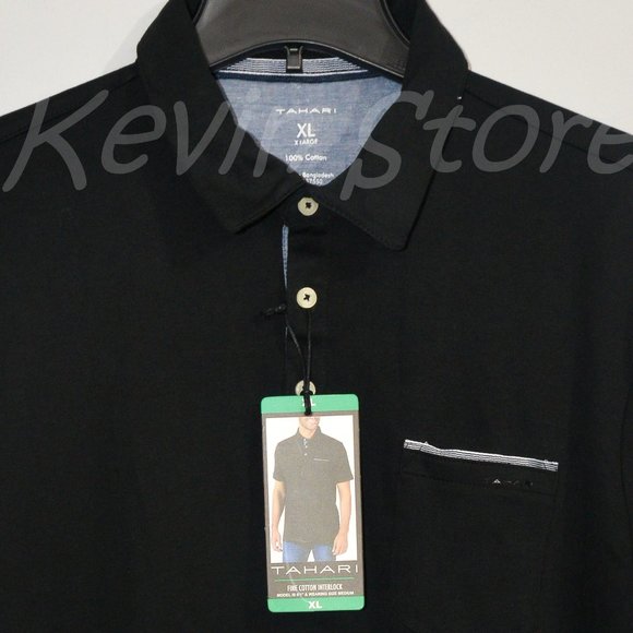 Size XL Black NWT Tahari Men's Interlock Polo - Picture 1 of 3